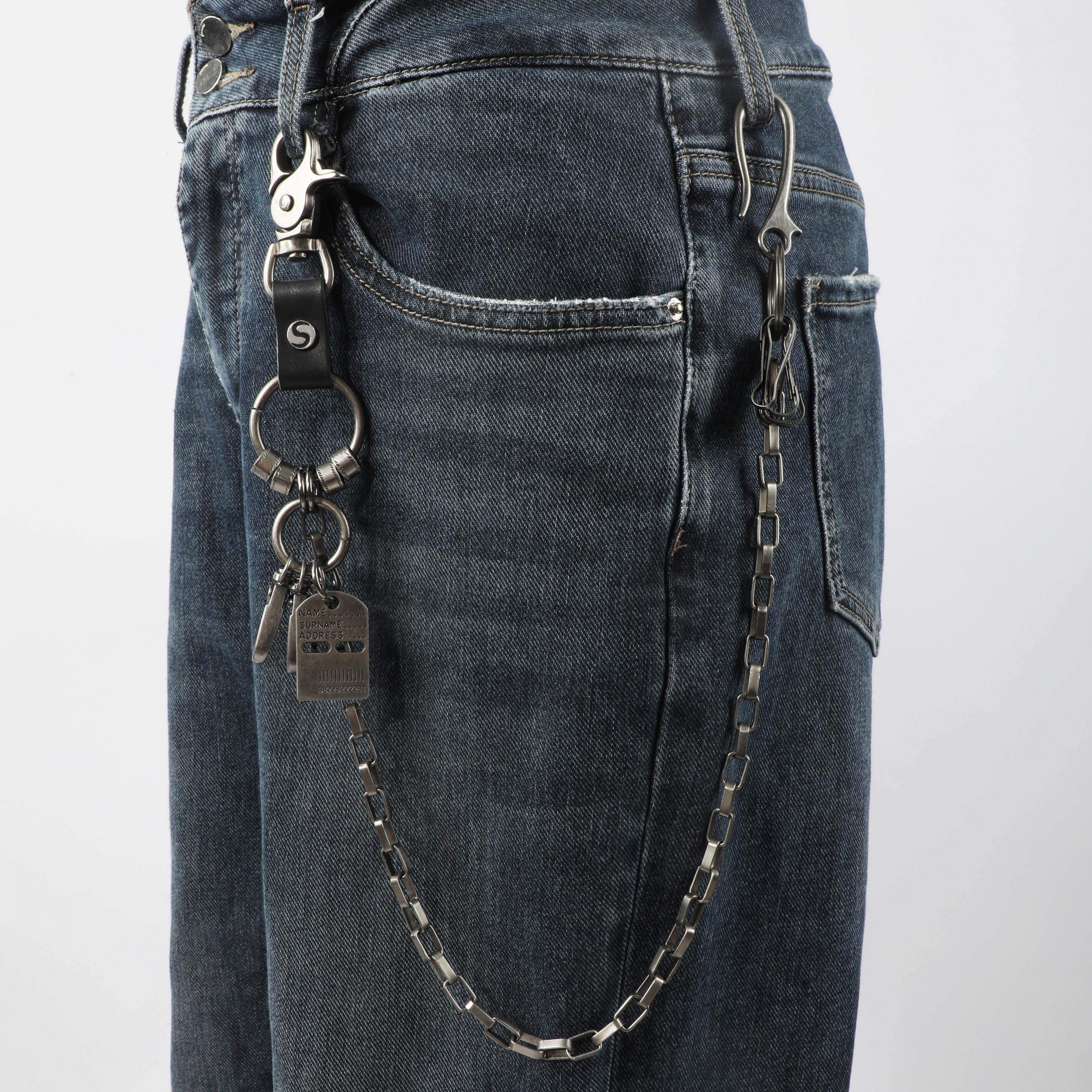 Men's Punk Hip Hop Skull Plaid Waist Chain
