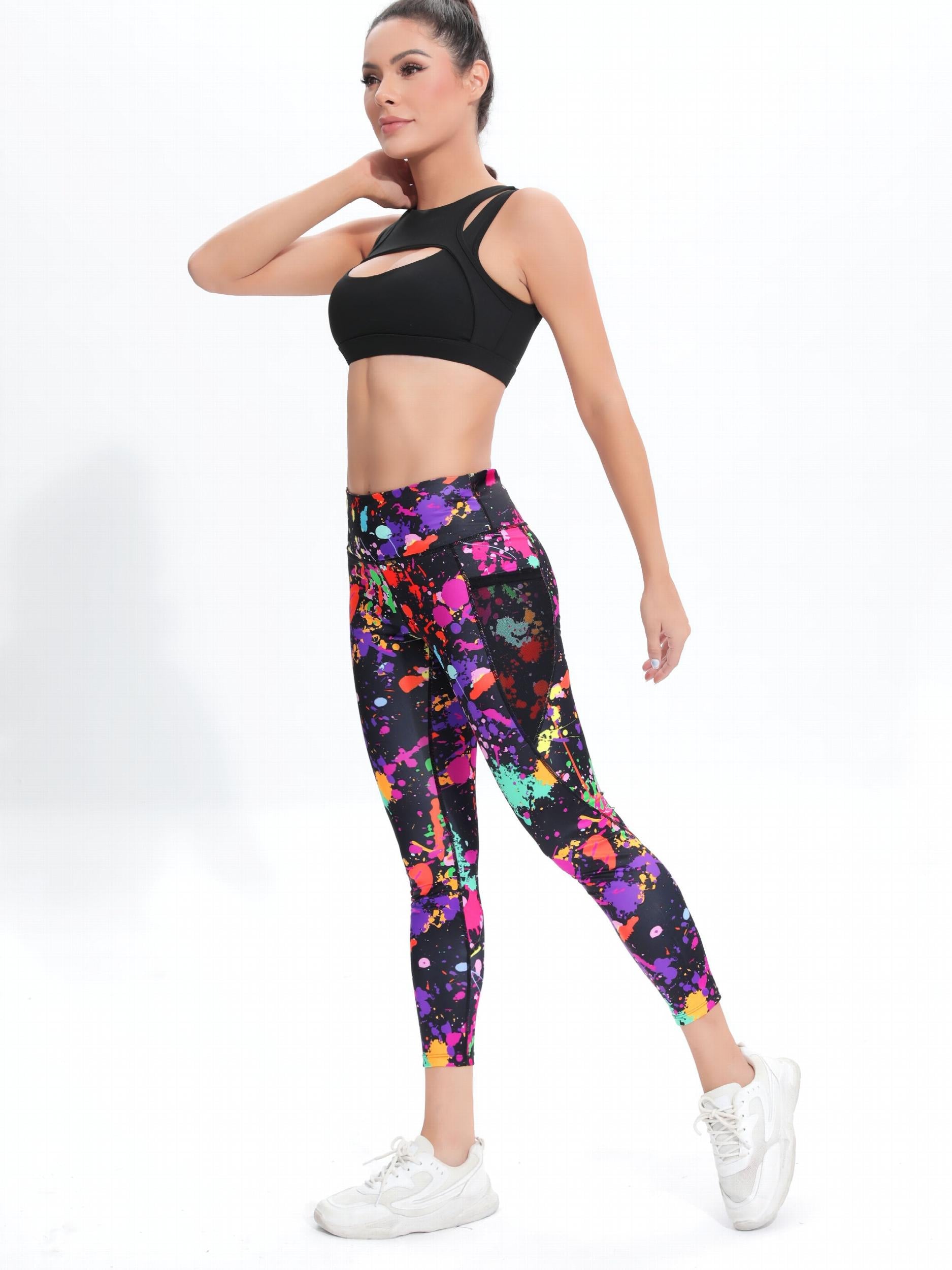 Graffiti Pattern High Waist Fitness Pants Tummy Control Yoga Leggings