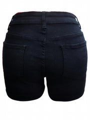 Plus Size Solid Button Fly Denim Shorts w/ Pockets