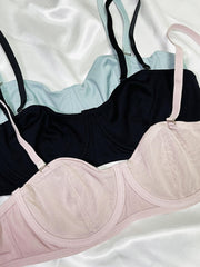 3pcs Solid Push Up Bras Comfy & Breathable Intimates Bra