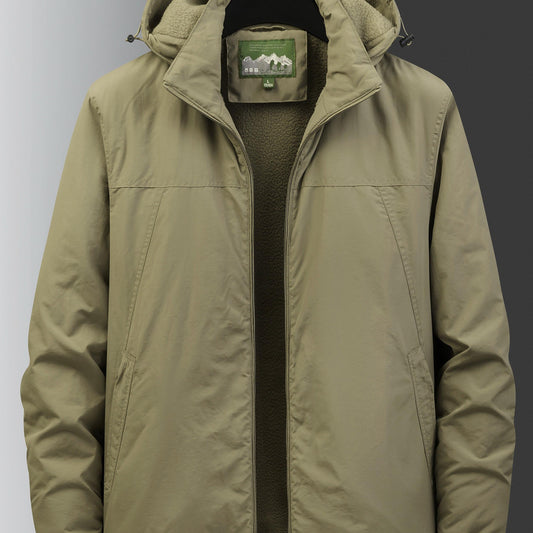 Men's Fleece Hooded Jacket Windproof Waterproof Warm Jacket