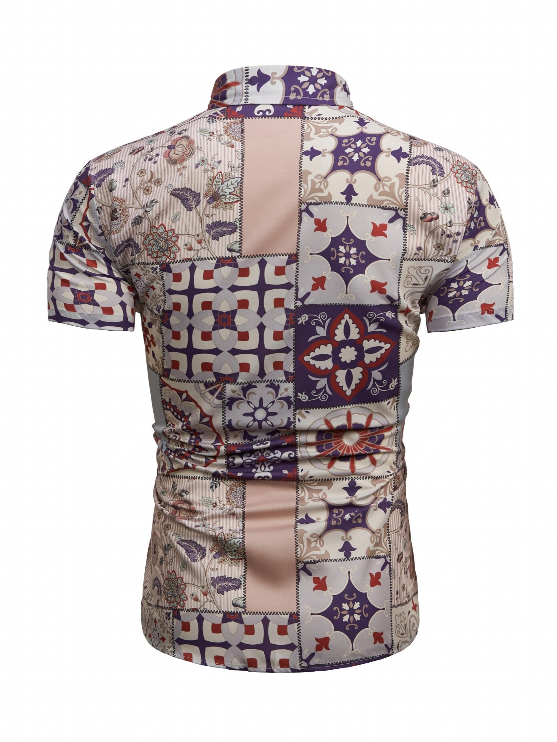 Boho Style Pattern Print Men s Casual Short Sleeve Shirt For Summer