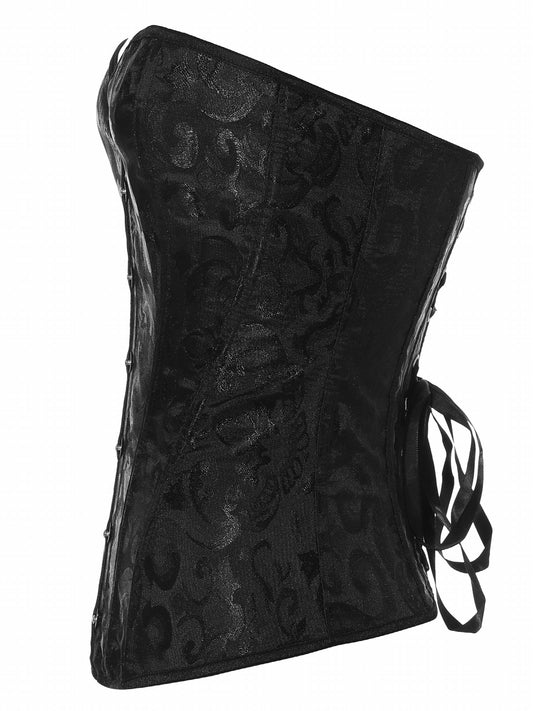 Jacquard Strapless Corset Bustier Lace Up Slimmer Body Shaper