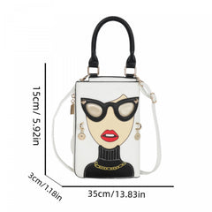 Lady Face Novelty Crossbody Bag PU Leather Textured Phone Bag