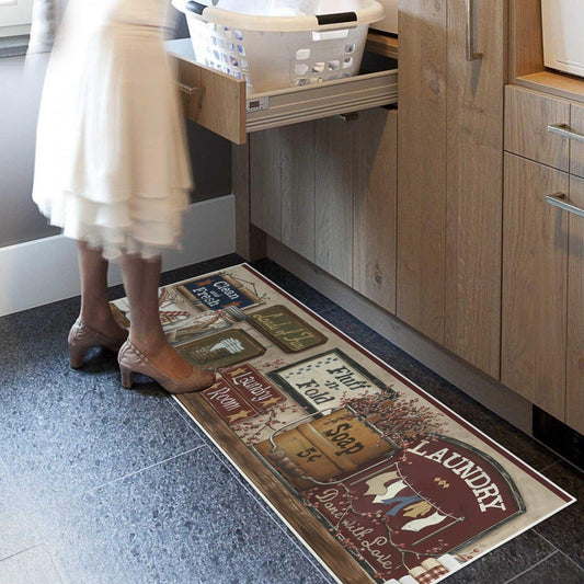 Vintage Laundry Rugs And Mats Quick Dry Non-slip Laundry Room Decor Runner Rug