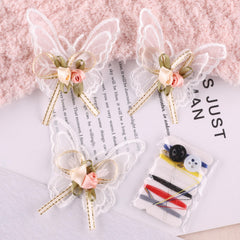 4pcs Mesh Bowknot Embroidery Girls Coat Accessories DIY Iron on Cloth Stickers