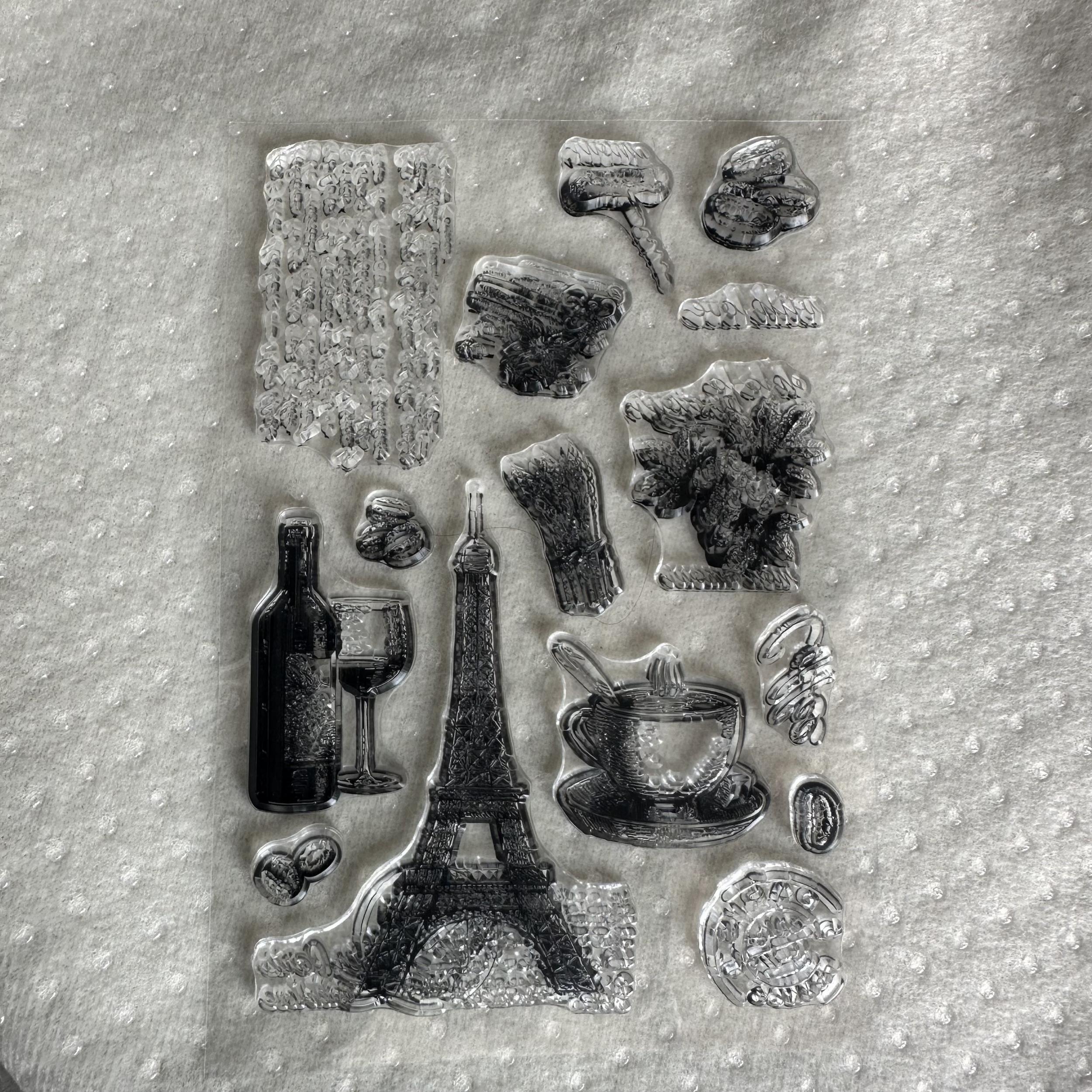 Retro Iron Tower Coffee Silicone Stamps for Card Decoration