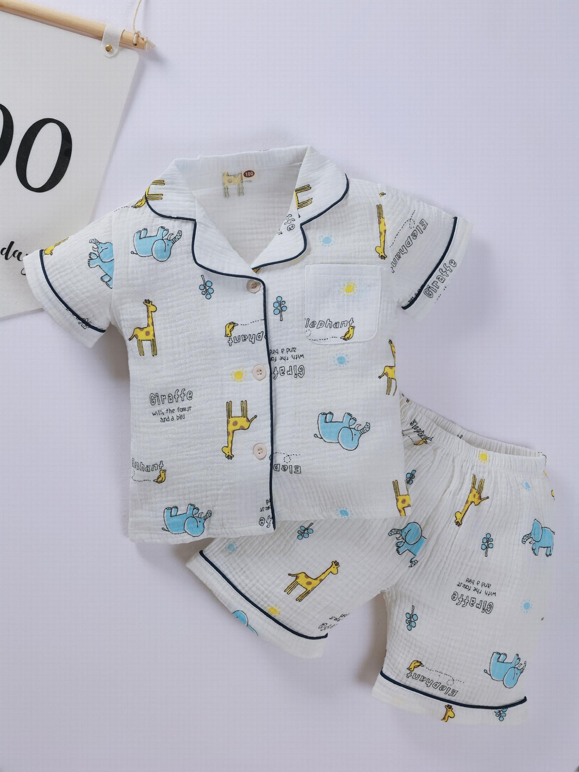 Kids Cartoon Graphic Loungewear 2pcs Set Short Sleeve Shirt & Shorts