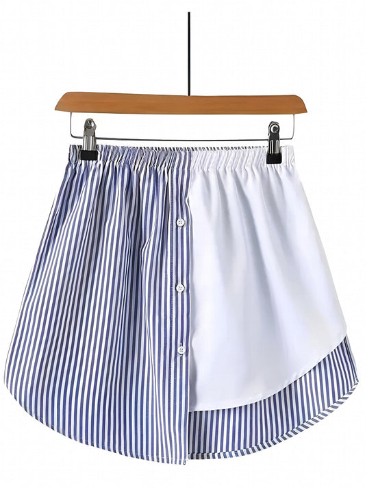 Stripe Print Asymmetrical Skirt Colorblock Casual Skirt