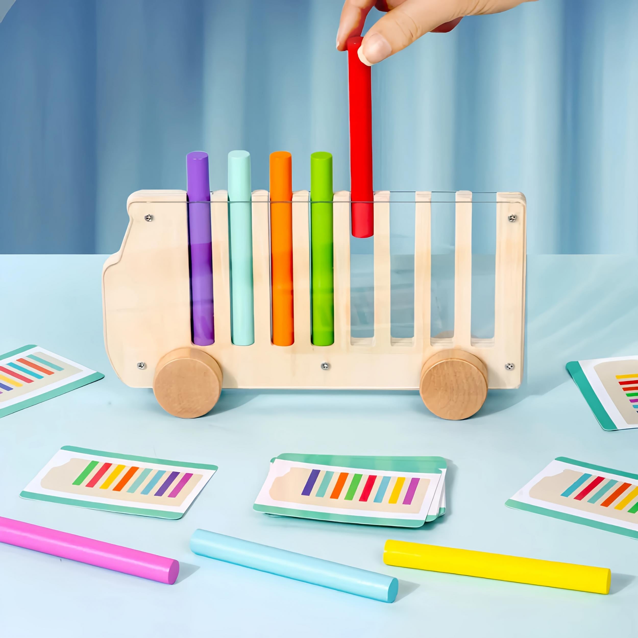 Wooden Sorting Car with 20 Cards