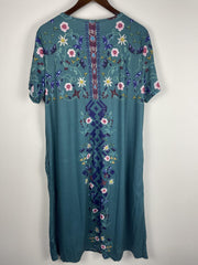  Floral Print Short Sleeve Casual Dress With Pockets