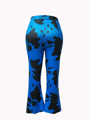  Casual Pants Women's Plus Random Print Elastic High Rise