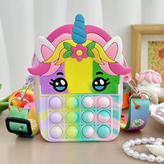 Unicorn Messenger Bag Coin Purse & Fidget Toy Combo for Kids