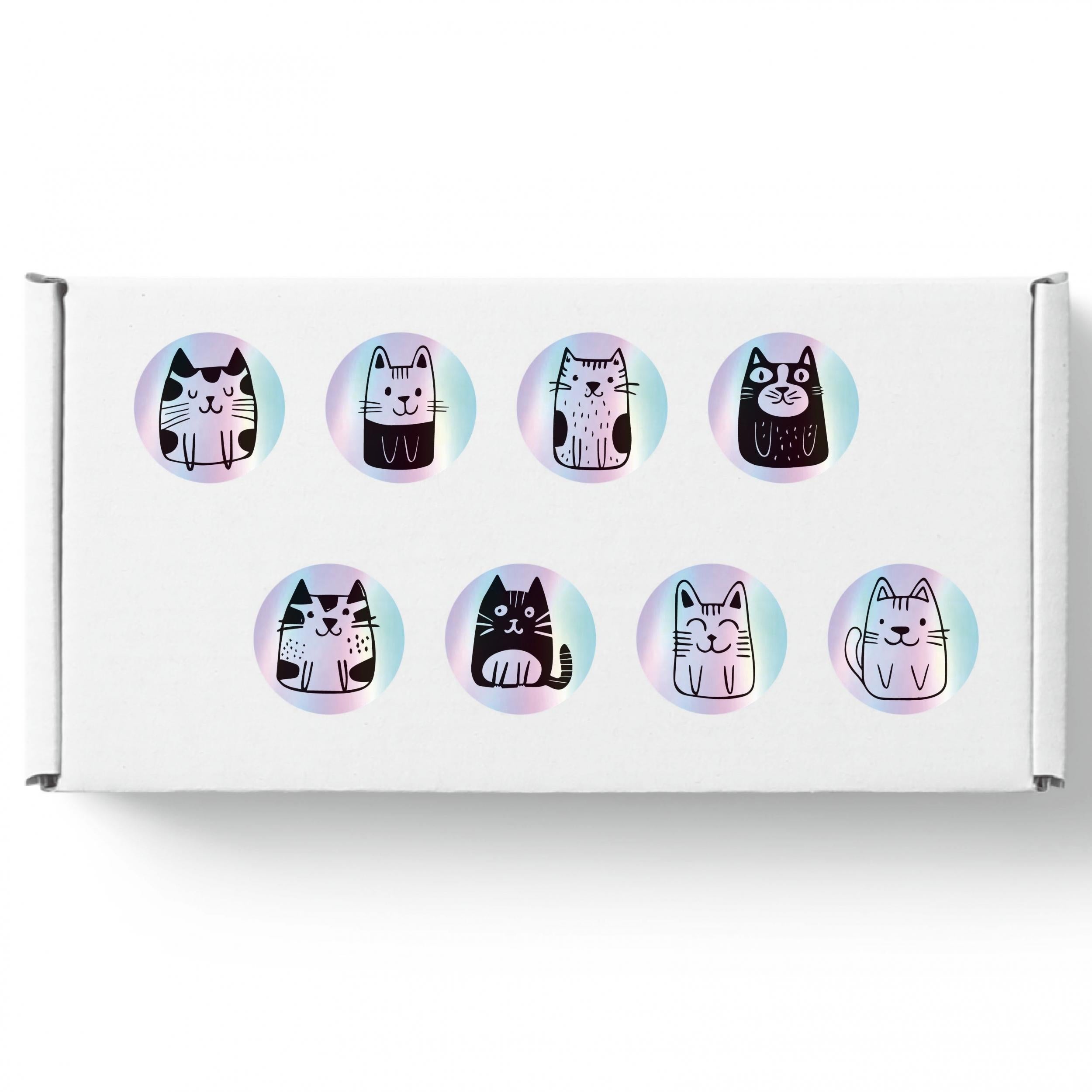 500pcs Holographic Cat Sticker Roll Waterproof & Self Adhesive Stickers