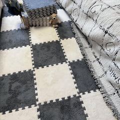 9pcs Plush Puzzle Foam Floor Mat Soft Interlocking Carpet Fluffy Area Rug
