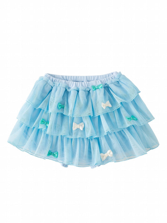 Girls Elastic Waist Tulle Mesh Skorts Kids Summer Clothes