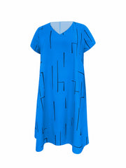  Casual Dress Women's Plus Stripe Print Short Sleeve V Neck