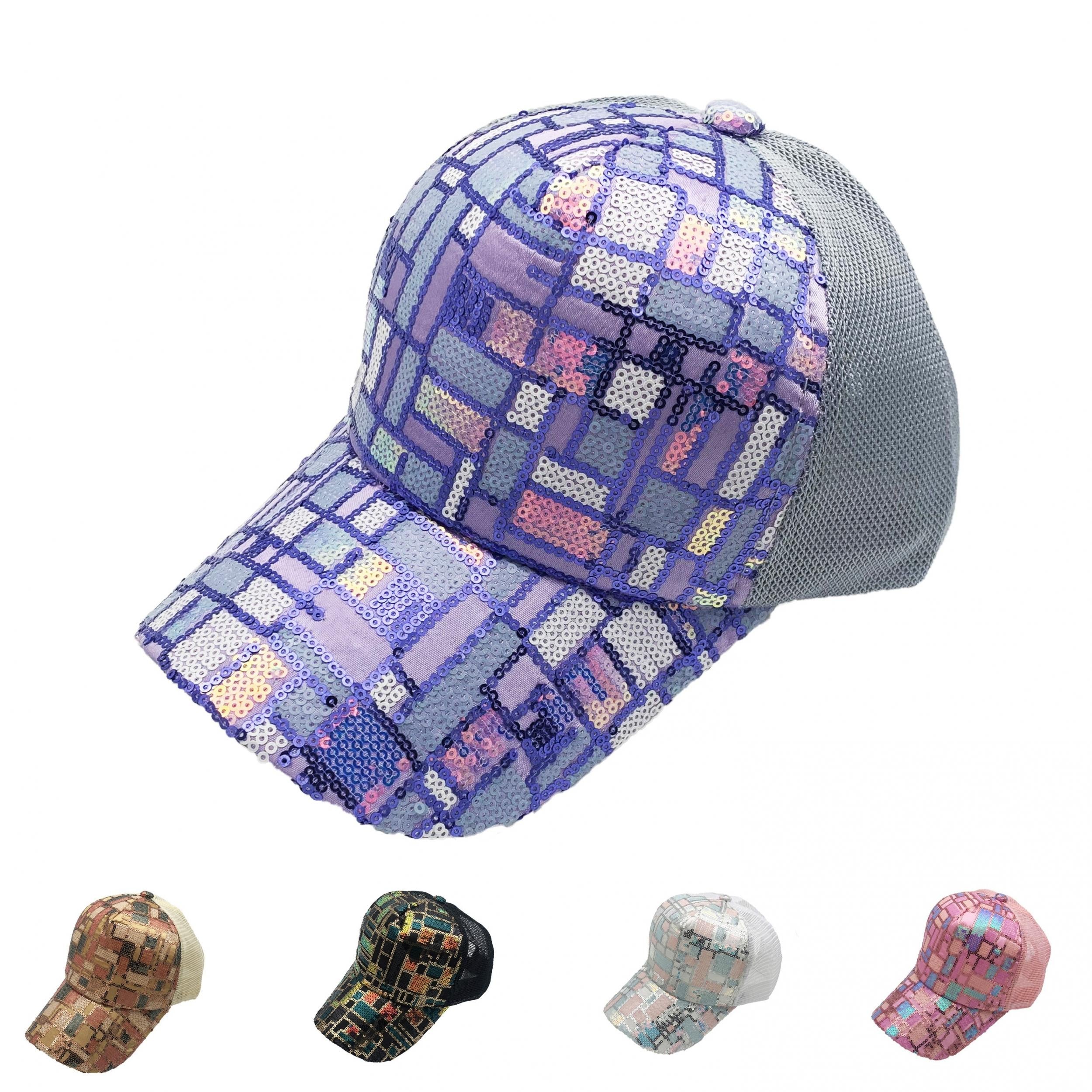 Casual Sequin Mesh Stitching Hat Sun Protection Comfortable Breathable Hat