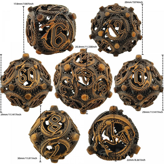 Metal Polyhedral Hollow Dice Set - Large Role Playing Dice