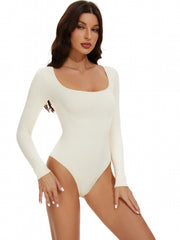 Square Neck Bodysuit Long Sleeve Shaper