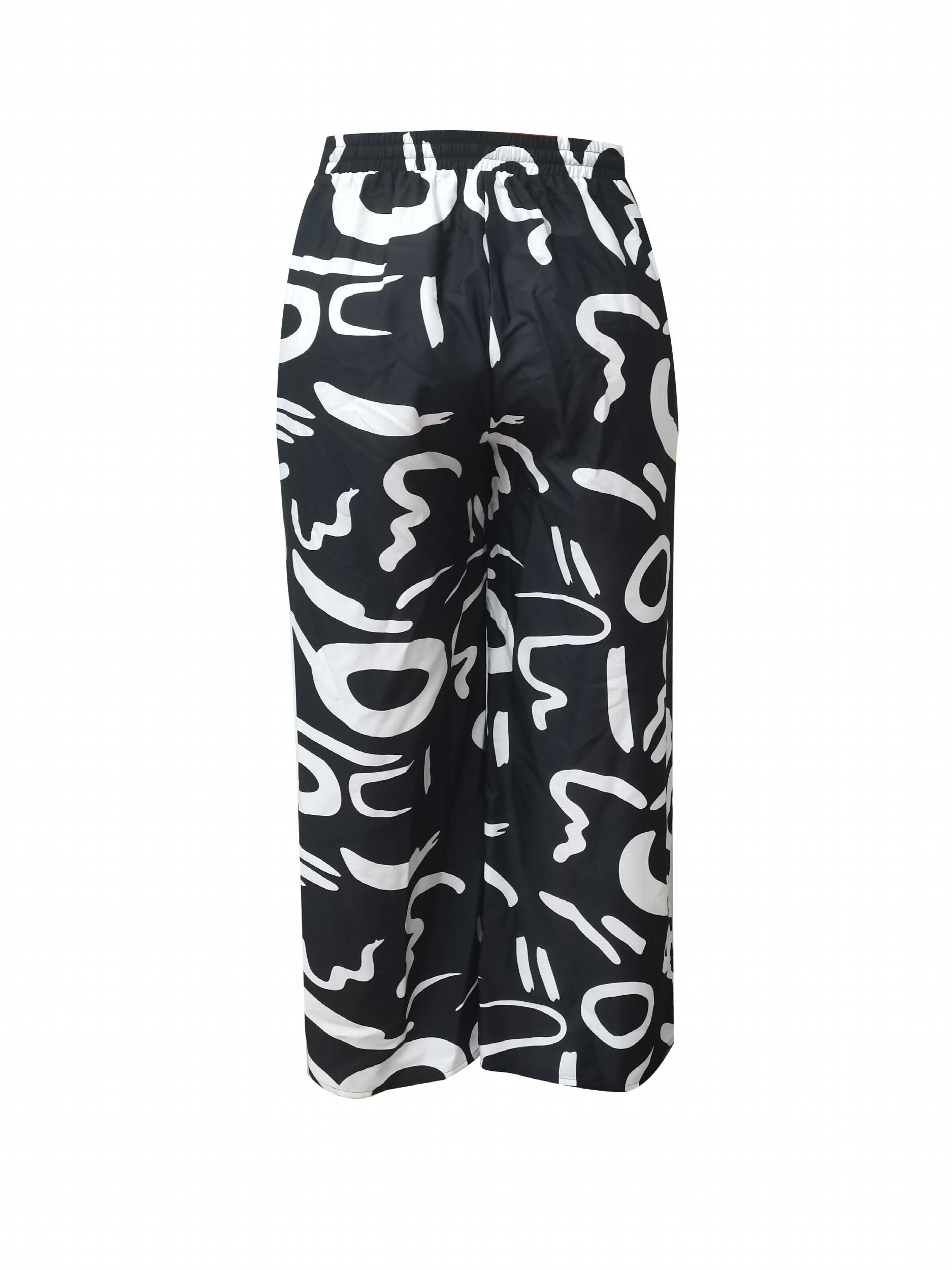 Women's Plus Graffiti Print Wide Leg Trousers