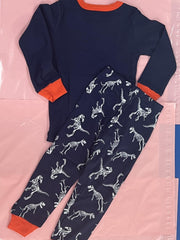 Boys Dinosaur Print Pajamas Set Cozy Long Sleeve Homewear