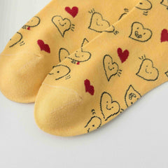 5 Pairs Heart Print Socks Soft & Comfy Short Socks Women's Stockings