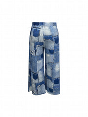  Y2k Denim Print Wide Leg Pants