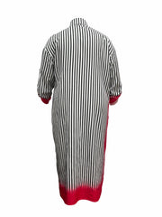  Stripe & Floral Print Maxi Shirt Dress