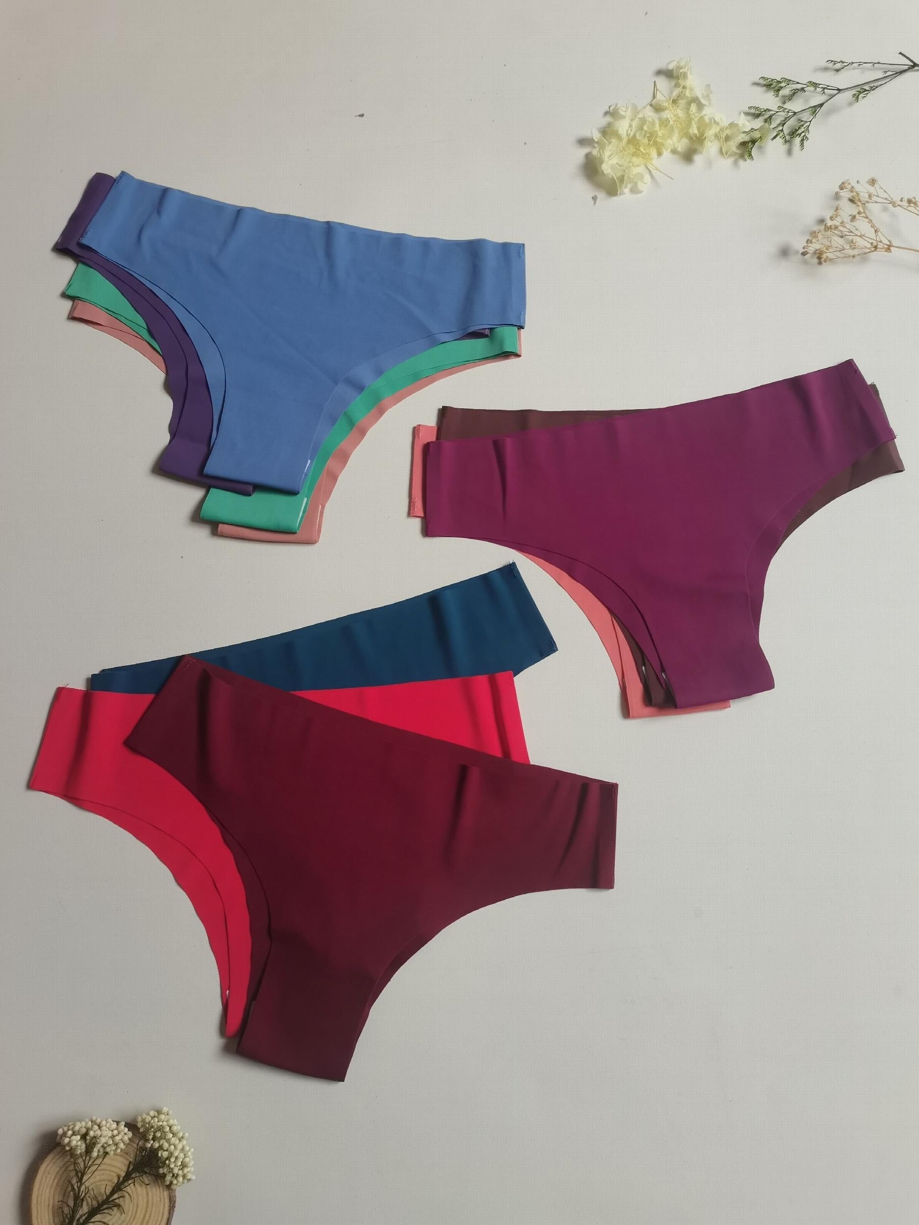 10 Seamless Solid Panties Breathable Stretchy Intimates Women's Lingerie