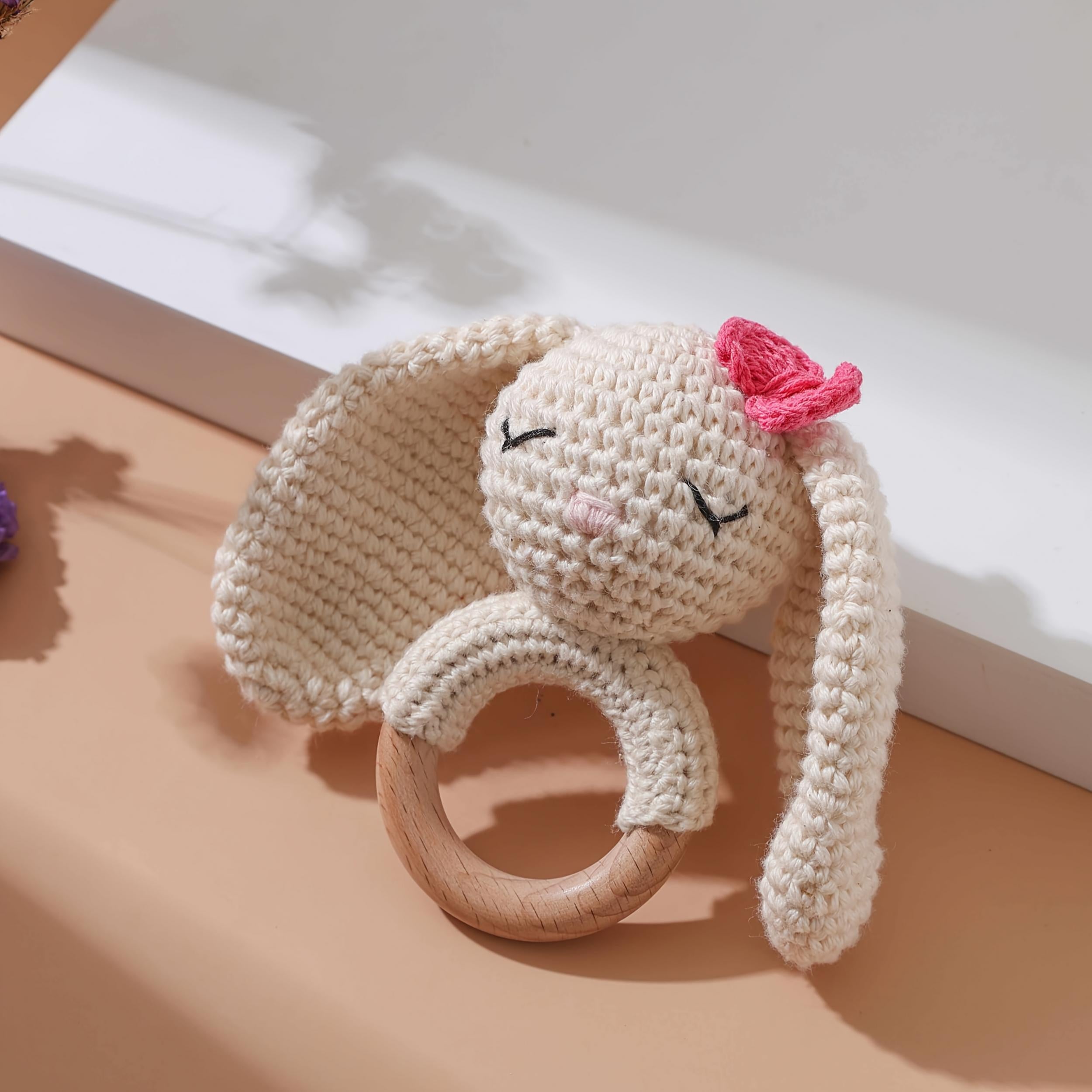 Crochet Bunny Toy Rattle Easter Gift Newborn Keepsake