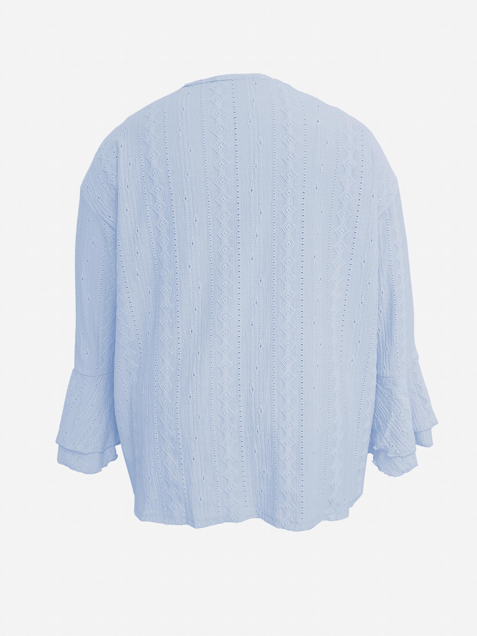  Solid Jacquard Bell Sleeve Cardigan