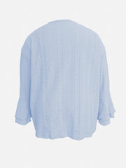  Solid Jacquard Bell Sleeve Cardigan