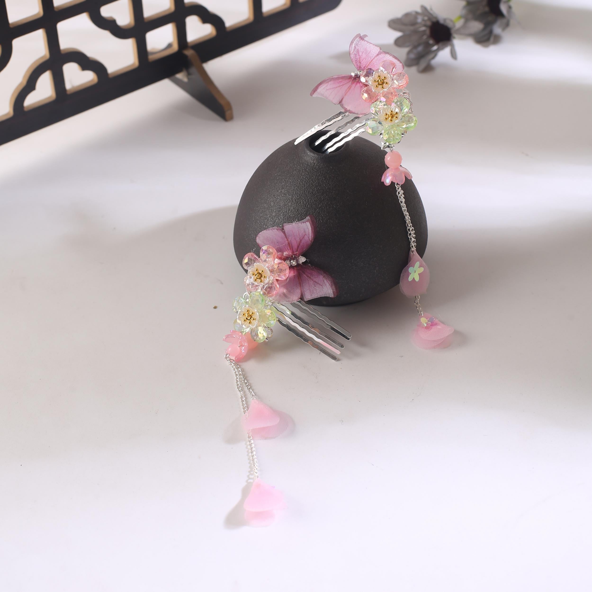 2pcs Insert Comb Headdress Hair Comb Side Clip Flower Hair Accessories