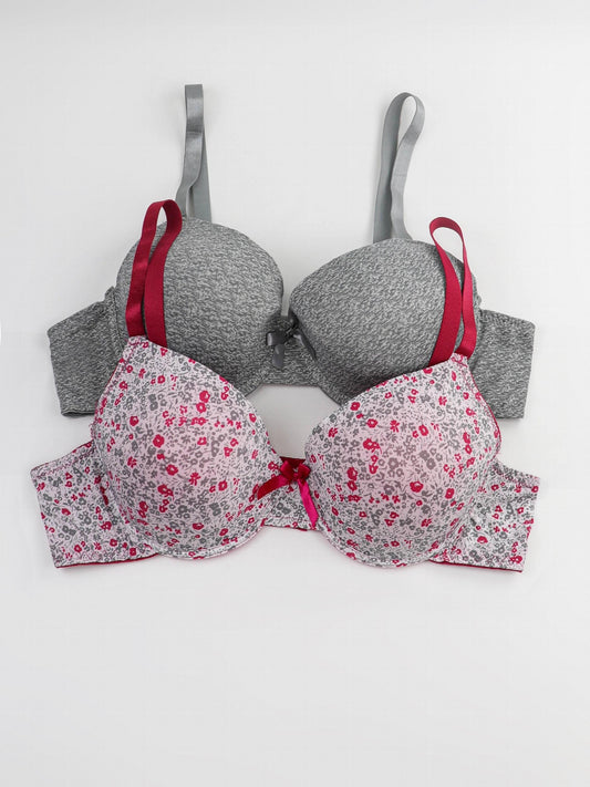 2 Pack Plus Size Bra Set Women's Plus Ditsy Floral Print