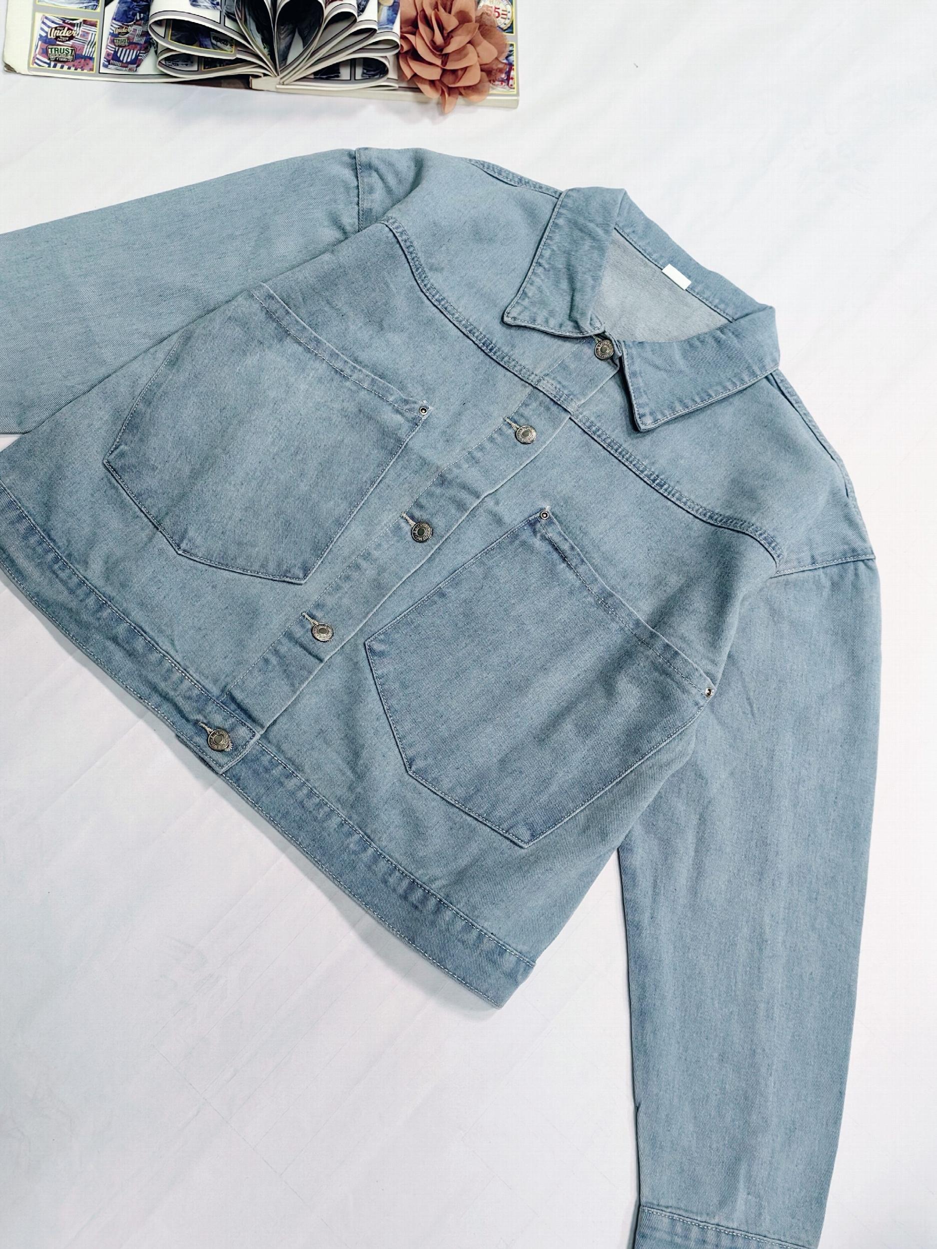  Casual Denim Top Women's Plus Solid Button Up Long Sleeve