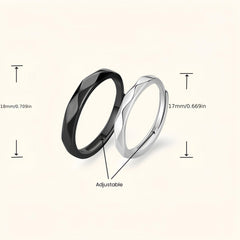 Minimalist Geometric Couple Rings Set Adjustable for Him & Her