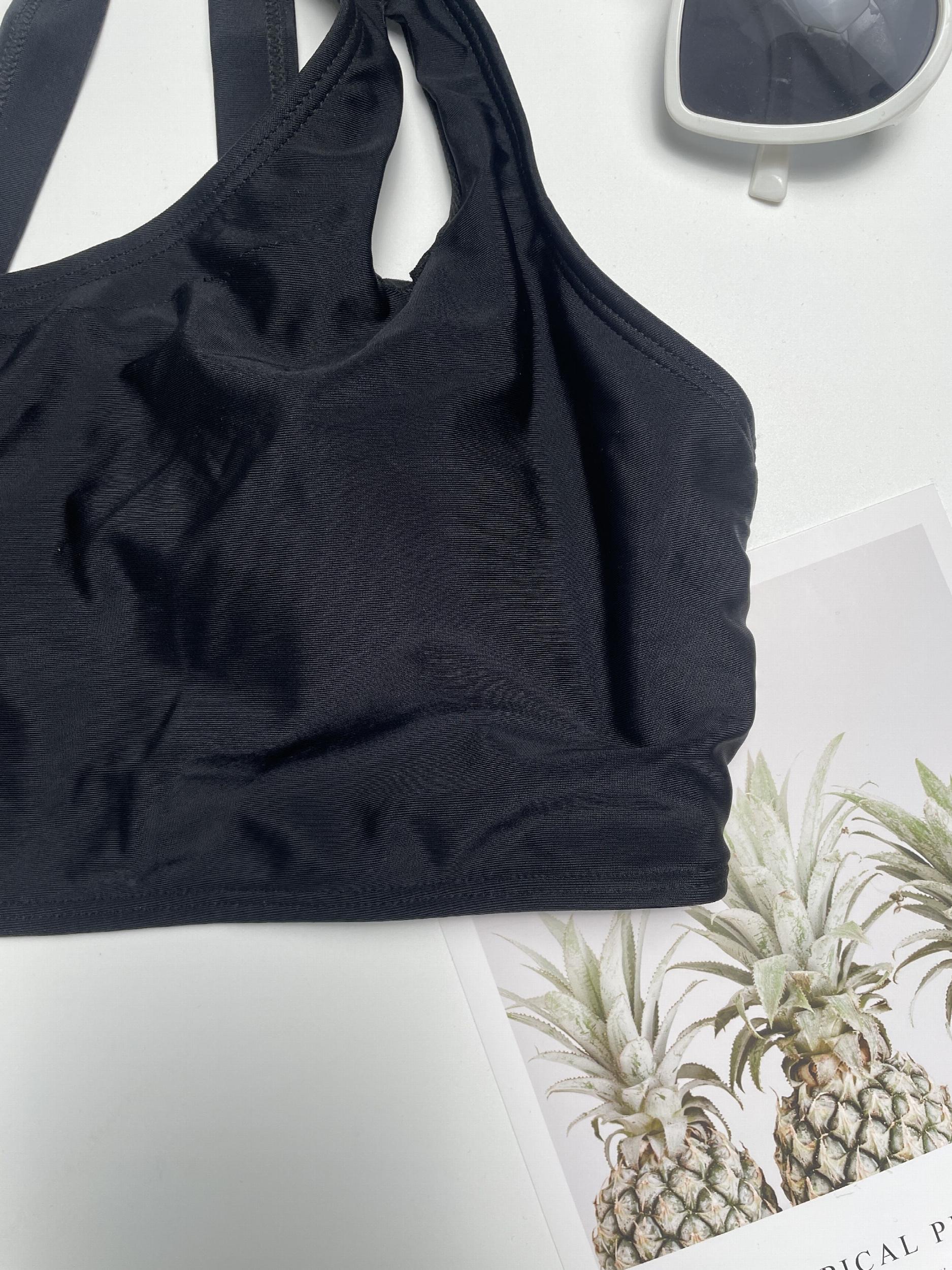 Stretchy Bikini Top Asymmetrical Neck Beachwear Top
