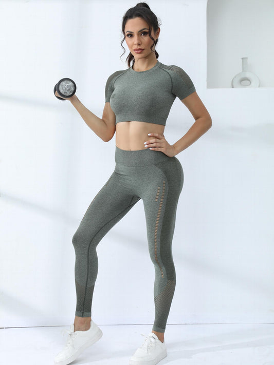 2pcs Workout Set Sports Top & Leggings Butt Lifting Activewear