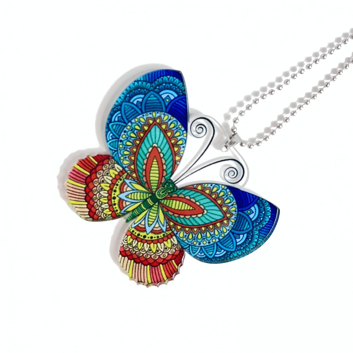 Red Butterfly Print Bohemian Hanging Ornament