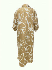  Women's Floral Print Maxi Shirt Dress