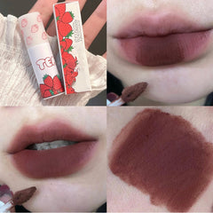 Strawberry Lip Gloss Matte Velvet Lip Glaze Long Lasting Makeup