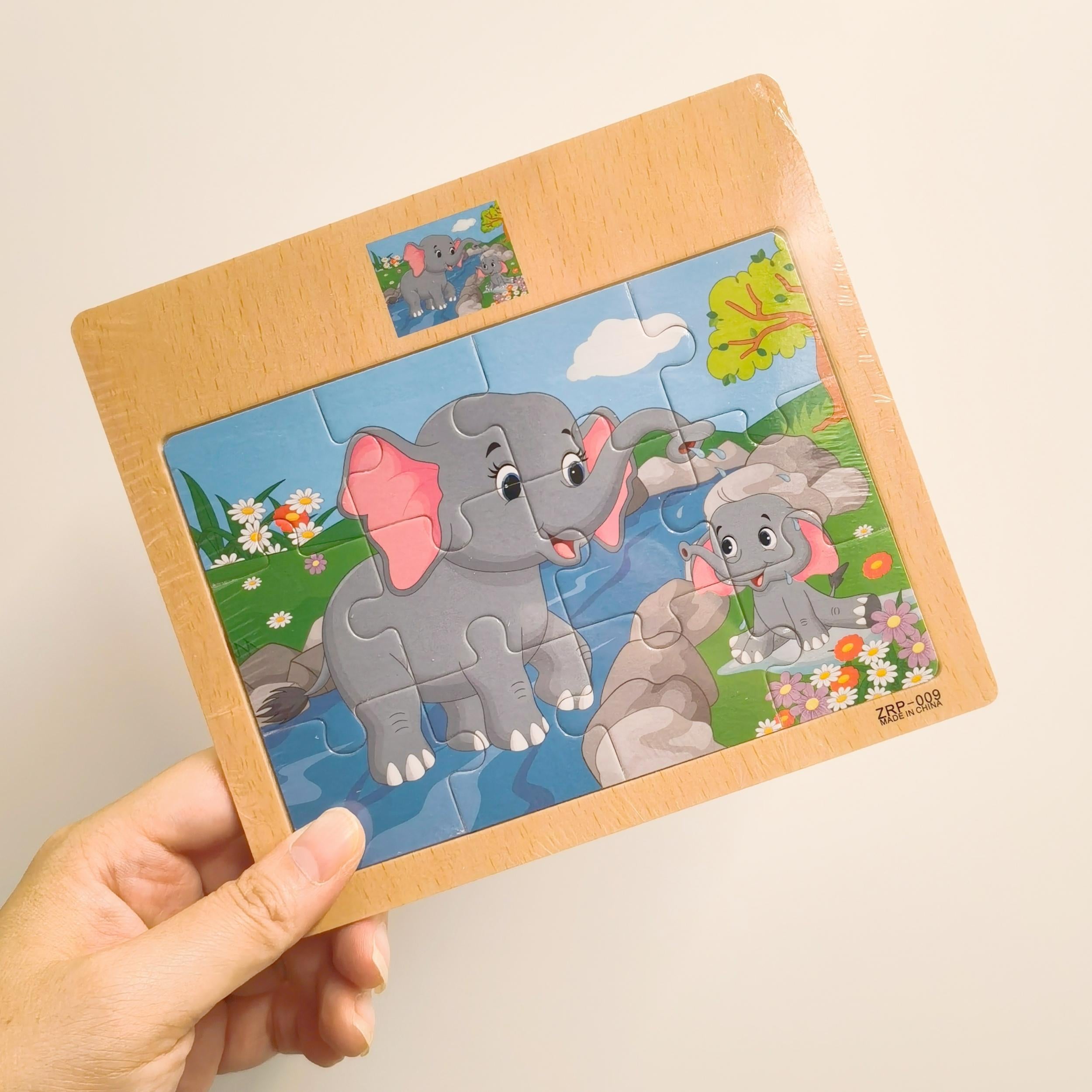 12pc Wooden Puzzle Board - Animals & Transportation Themes