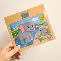 12pc Wooden Puzzle Board - Animals & Transportation Themes