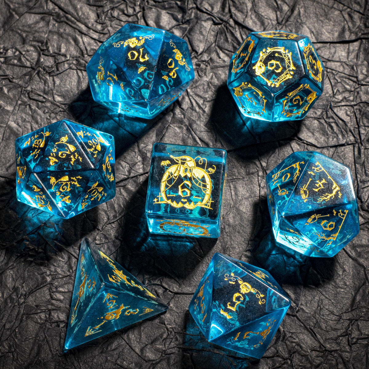 Aquamarine Glass Gemstone Dice Treasure Deep Sea Elves