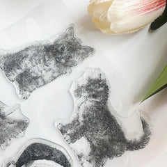 Cartoon Cat Transparent Journal Stamp for DIY Scrapbooking