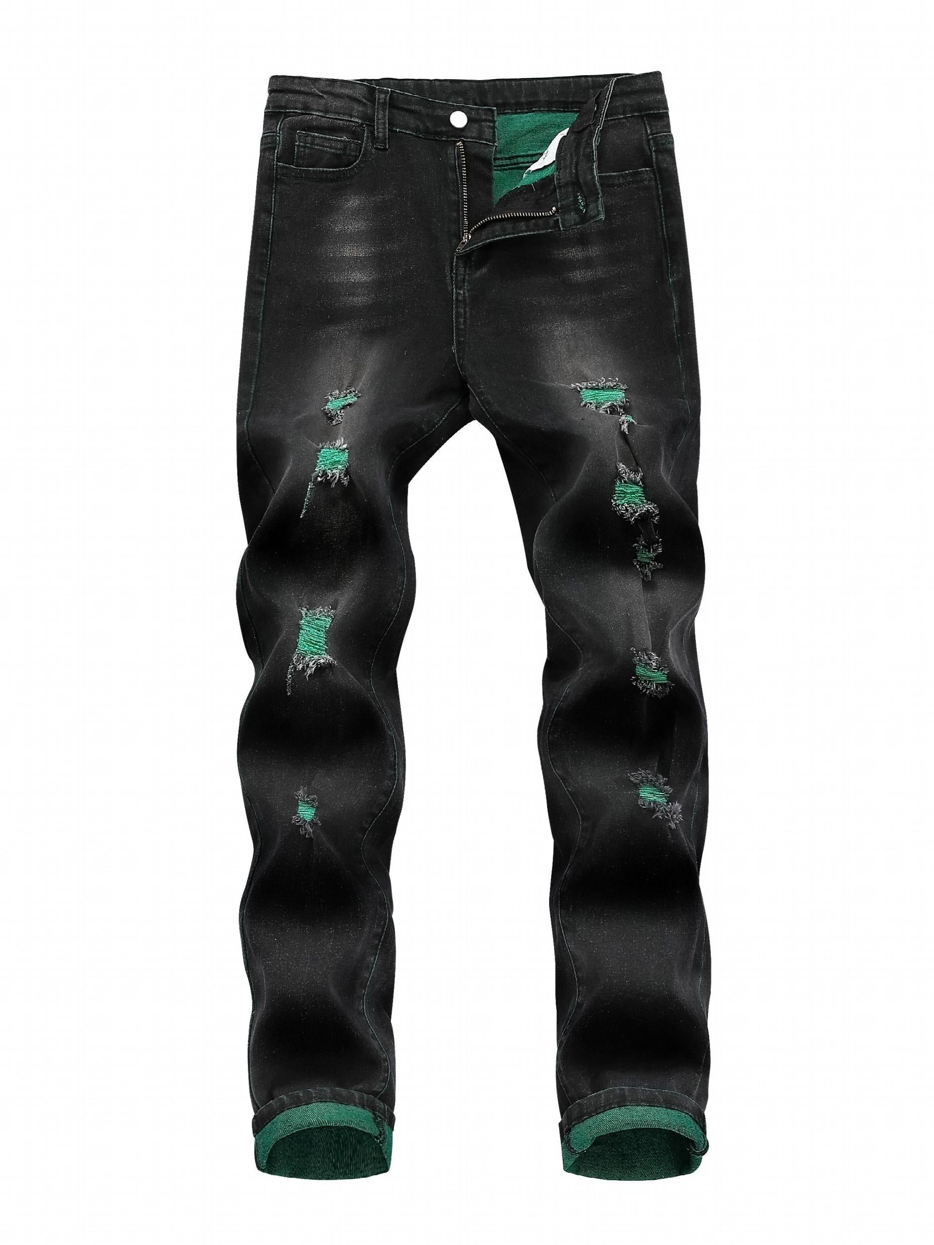 Boys Ripped Jeans Slim Fit Washed Denim Pants
