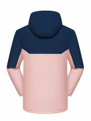  Colorblock Long Sleeve Zip Up Hooded Winter Jacket