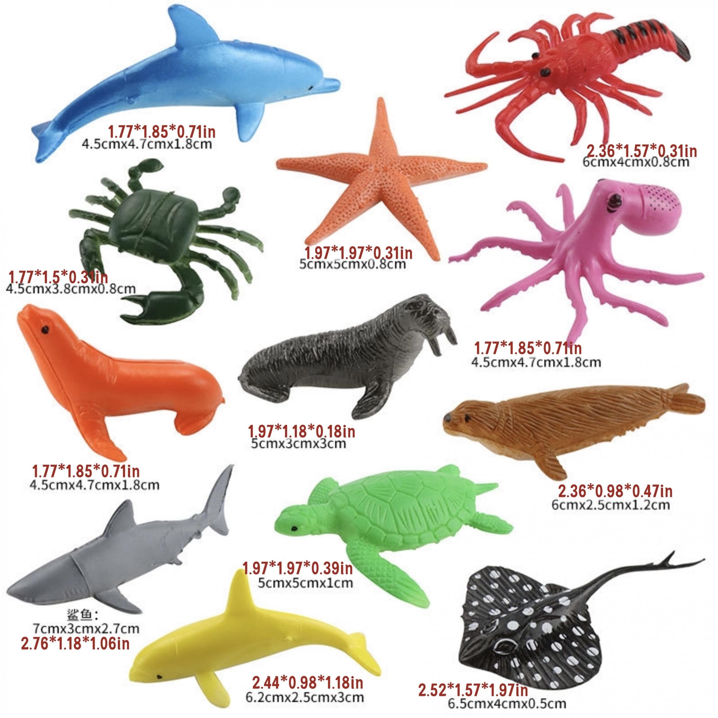 12pc PVC Sea Animal Toys Set Realistic Ocean Figures Bathtime Learning Fun