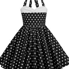 Girls Polka Dots Halter Neck Princess Dress for Party